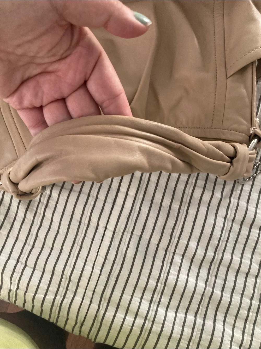 Coach Parker Pleated Tan Leather Shoulder Bag